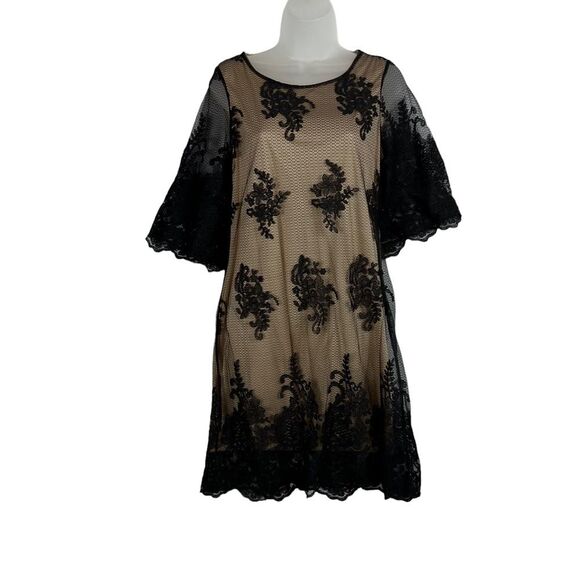 LaScala Black Lace Mid Length Sheath Dress Sz Small - Picture 1 of 5